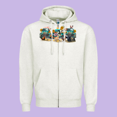 Western Farm Trucks Farm Animals Zipper Hoodie Designed By Fadigitalartstudio