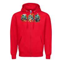 Red western farm trucks farm animals Zipper Hoodie - FaDigitalArtStudio