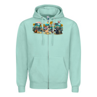 Seafoam western farm trucks farm animals Zipper Hoodie - FaDigitalArtStudio