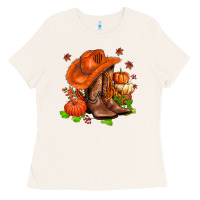 Bone fall pumpkins  cowgirl  and roses Ladies Tee - AdoDesignShop