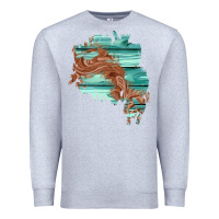 Heather Grey wood leather patch Premium Sweatshirt - AdoDesignShop