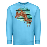 Ocean Blue wood leather patch Premium Sweatshirt - AdoDesignShop
