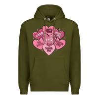 Army Green valentines conversation hearts Premium Hoodie - MaliasSmallBusiness