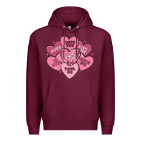 Burgundy valentines conversation hearts Premium Hoodie - MaliasSmallBusiness
