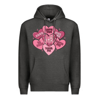 Charcoal Heather valentines conversation hearts Premium Hoodie - MaliasSmallBusiness