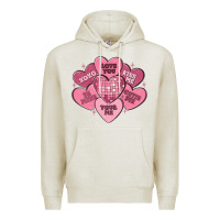 Oatmeal Heather valentines conversation hearts Premium Hoodie - MaliasSmallBusiness
