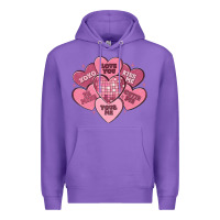 Purple valentines conversation hearts Premium Hoodie - MaliasSmallBusiness