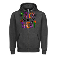 Charcoal Heather trick or treat Zipper Hoodie - RacoonDesign