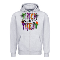 Heather Grey trick or treat Zipper Hoodie - RacoonDesign