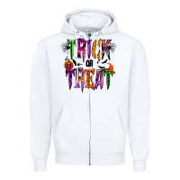 White trick or treat Zipper Hoodie - RacoonDesign