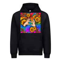 Black Heart And Sunflowers With Neon Leopard Patterns Urban Hoodie - BundleAndBundleShop