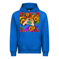 Cobalt Heart And Sunflowers With Neon Leopard Patterns Urban Hoodie - BundleAndBundleShop