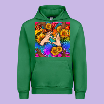 Heart And Sunflowers With Neon Leopard Patterns Urban Hoodie Designed By Bundleandbundleshop