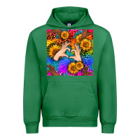 Emerald Heart And Sunflowers With Neon Leopard Patterns Urban Hoodie - BundleAndBundleShop