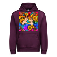 Mauve Wine Heart And Sunflowers With Neon Leopard Patterns Urban Hoodie - BundleAndBundleShop