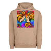 Pigment Burro Heart And Sunflowers With Neon Leopard Patterns Urban Hoodie - BundleAndBundleShop