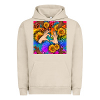 Pigment French Oak Heart And Sunflowers With Neon Leopard Patterns Urban Hoodie - BundleAndBundleShop