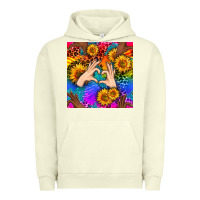 Pigment Pistachio Heart And Sunflowers With Neon Leopard Patterns Urban Hoodie - BundleAndBundleShop
