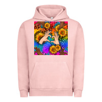 Pigment Salmon Heart And Sunflowers With Neon Leopard Patterns Urban Hoodie - BundleAndBundleShop