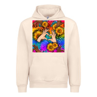 Sandshell Heart And Sunflowers With Neon Leopard Patterns Urban Hoodie - BundleAndBundleShop