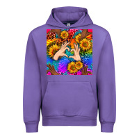 Tulip Heart And Sunflowers With Neon Leopard Patterns Urban Hoodie - BundleAndBundleShop