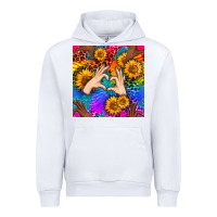 White Heart And Sunflowers With Neon Leopard Patterns Urban Hoodie - BundleAndBundleShop