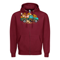 Burgundy western farm truck farm animals Zipper Hoodie - FaDigitalArtStudio
