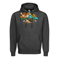 Charcoal Heather western farm truck farm animals Zipper Hoodie - FaDigitalArtStudio