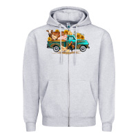 Heather Grey western farm truck farm animals Zipper Hoodie - FaDigitalArtStudio