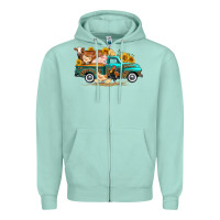 Seafoam western farm truck farm animals Zipper Hoodie - FaDigitalArtStudio
