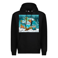 Black winter coffee cups with gnome Premium Hoodie - NancyCooperArtShop