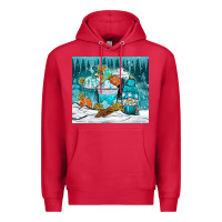 Cardinal winter coffee cups with gnome Premium Hoodie - NancyCooperArtShop