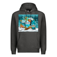 Charcoal Heather winter coffee cups with gnome Premium Hoodie - NancyCooperArtShop