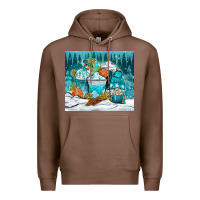 Chestnut winter coffee cups with gnome Premium Hoodie - NancyCooperArtShop