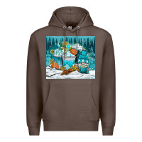 Coffee winter coffee cups with gnome Premium Hoodie - NancyCooperArtShop