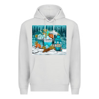 Dove Grey winter coffee cups with gnome Premium Hoodie - NancyCooperArtShop