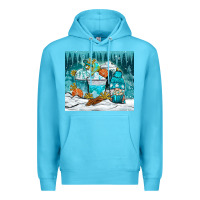 Ocean Blue winter coffee cups with gnome Premium Hoodie - NancyCooperArtShop