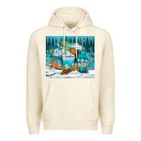Sandshell winter coffee cups with gnome Premium Hoodie - NancyCooperArtShop