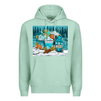 Seafoam winter coffee cups with gnome Premium Hoodie - NancyCooperArtShop