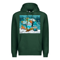 Sports Green winter coffee cups with gnome Premium Hoodie - NancyCooperArtShop