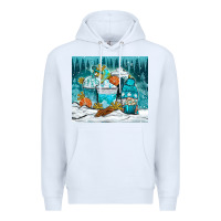 White winter coffee cups with gnome Premium Hoodie - NancyCooperArtShop