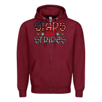 Burgundy stars and stripes Zipper Hoodie - CowhideDigitalArt