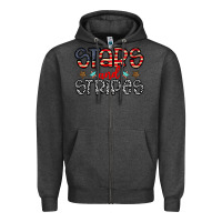 Charcoal Heather stars and stripes Zipper Hoodie - CowhideDigitalArt