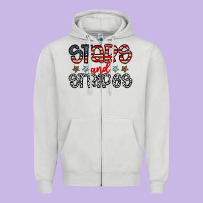 Stars And Stripes Zipper Hoodie Designed By Cowhidedigitalart