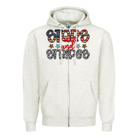 Oatmeal Heather stars and stripes Zipper Hoodie - CowhideDigitalArt