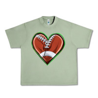 Oil Green football heart Urban Heavy Tee - texasbilliewilder