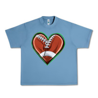 Pebble Blue football heart Urban Heavy Tee - texasbilliewilder