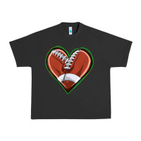 Pigment Black football heart Urban Heavy Tee - texasbilliewilder