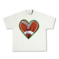 Pistachio football heart Urban Heavy Tee - texasbilliewilder