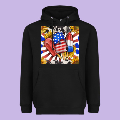 Patriotic Popsicles And Sunflowers Heavyweight Hoodie Designed By Bundleandbundleshop